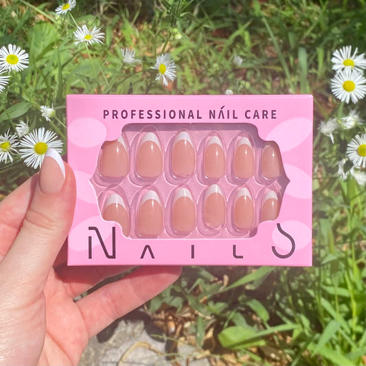 Classic French medium almond nails