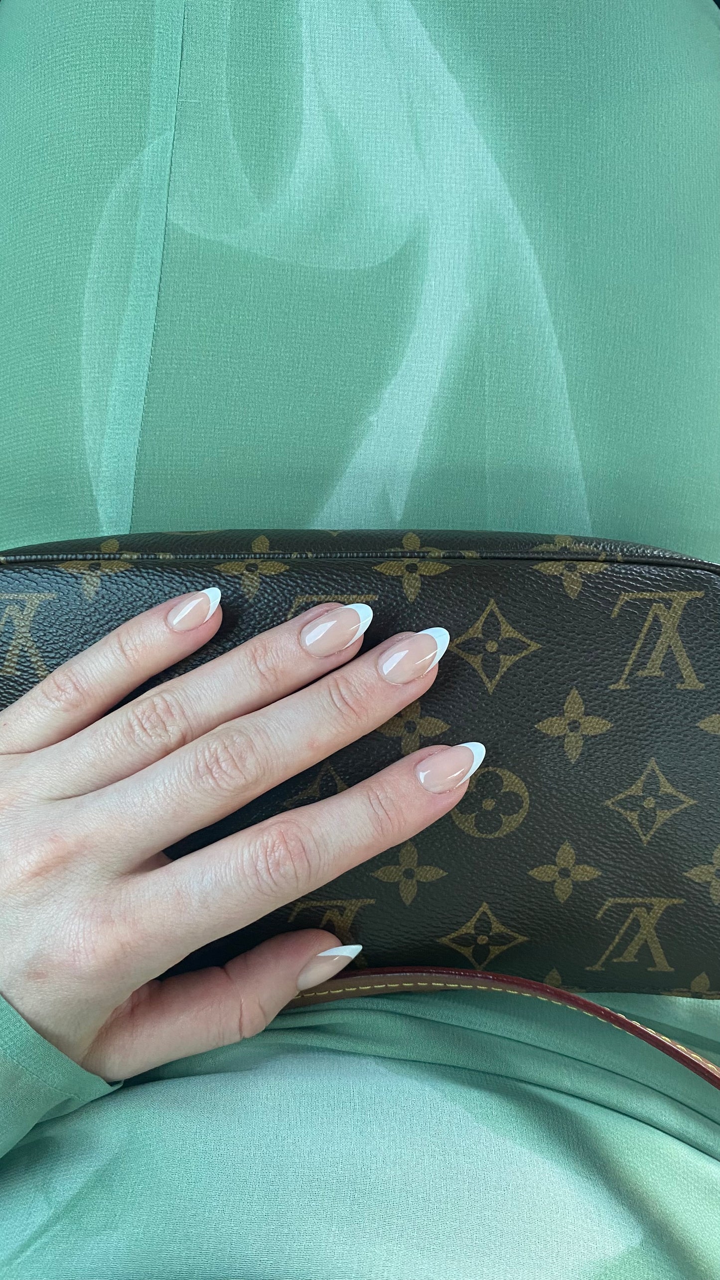 Classic French medium almond nails